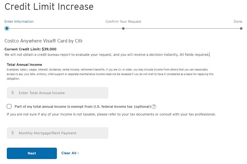 Citi Credit Limit Request Form - January 2023